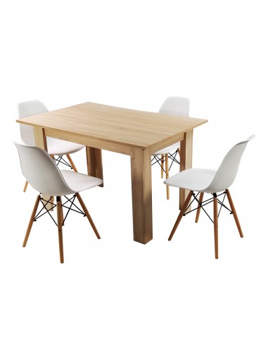 Zestaw stół Modern sonoma i 4 krzesła Milano białe