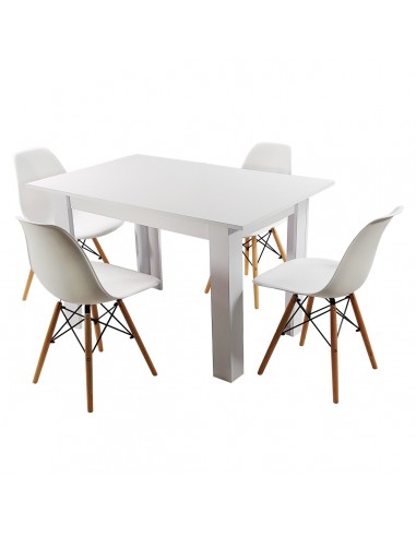 Zestaw stół Modern 120 biały i 4 krzesła Milano białe