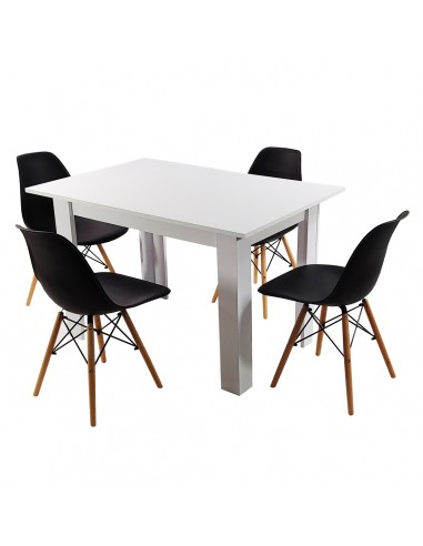 Zestaw stół Modern biały i 4 krzesła Milano czarne