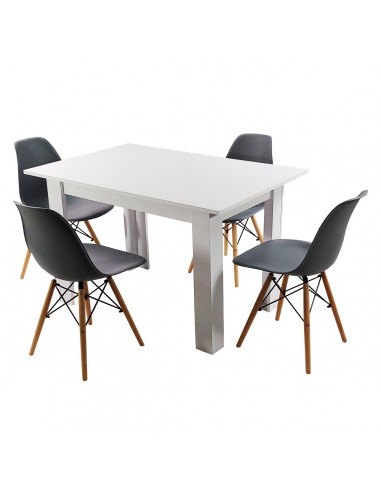 Zestaw stół Modern 120 biały i 4 krzesła Milano grafitowe