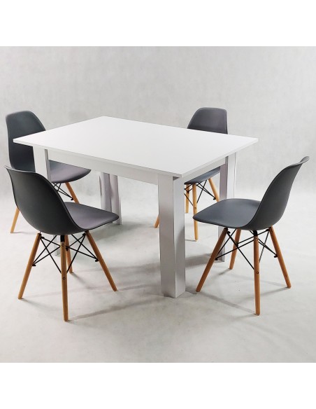 Zestaw stół Modern 120 biały i 4 krzesła Milano grafitowe