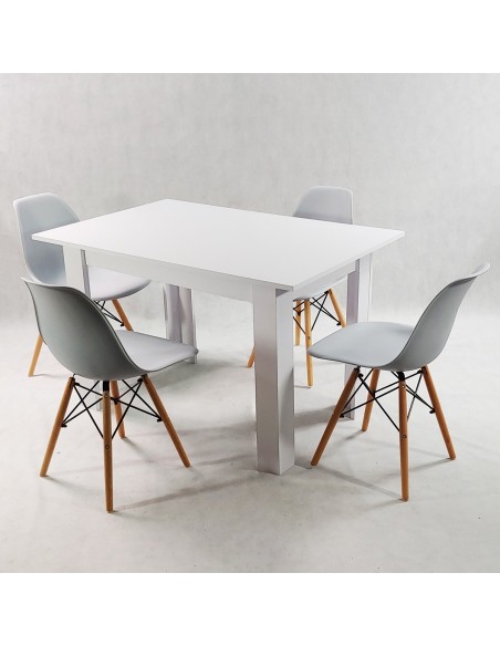 Zestaw stół Modern 120 biały i 4 krzesła Milano grafitowe