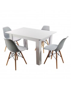 Zestaw stół Modern 120 biały i 4 krzesła Milano szare