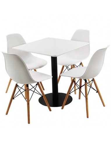 Zestaw stół Dakota 70x70 cm i 4 białe krzesła Milano