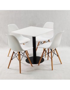 Zestaw stół Dakota 70x70 cm i 4 białe krzesła Milano 2