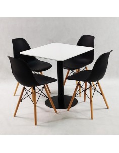 Zestaw stół Dakota 70x70 cm i 4 czarne krzesła Milano 2