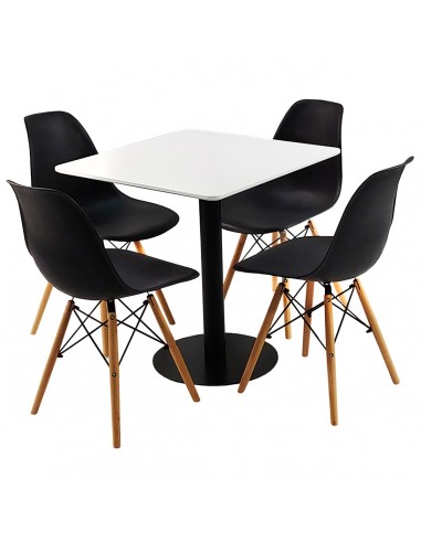 Zestaw stół Dakota 70x70 cm i 4 czarne krzesła Milano