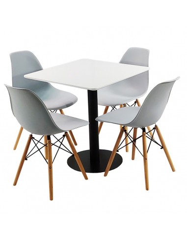 Zestaw stół Dakota 70x70 cm i 4 szare krzesła Milano
