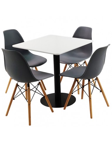 Zestaw stół Dakota 70x70 cm i 4 grafitowe krzesła Milano