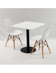 Zestaw stół Dakota 70x70 cm i 2 białe krzesła Milano 2