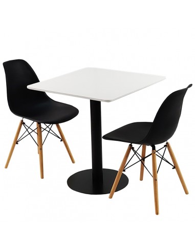 Zestaw stół Dakota 70x70 cm i 2 czarne krzesła Milano