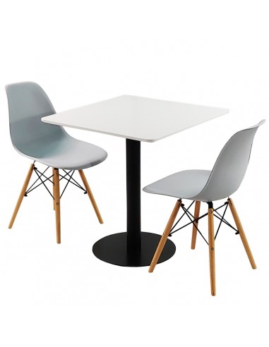 Zestaw stół Dakota 70x70 cm i 2 szare krzesła Milano