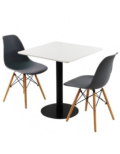 Zestaw stół Dakota 70x70 cm i 2 grafitowe krzesła Milano