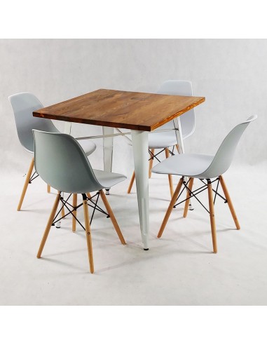 Zestaw stół PARIS biały i 4 grafitowe krzesła...