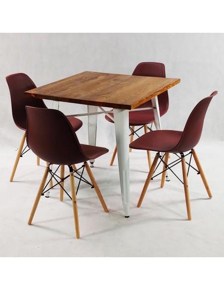 Zestaw stół PARIS biały i 4 grafitowe krzesła Milano