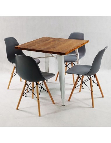 Zestaw stół PARIS biały i 4 grafitowe krzesła...