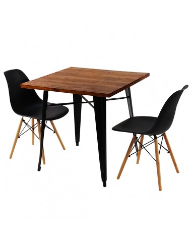 Zestaw stół PARIS czarny i 2 czarne krzesła Milano