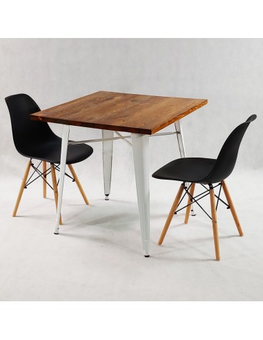 Zestaw stół PARIS biały i 2 szare krzesła Milano