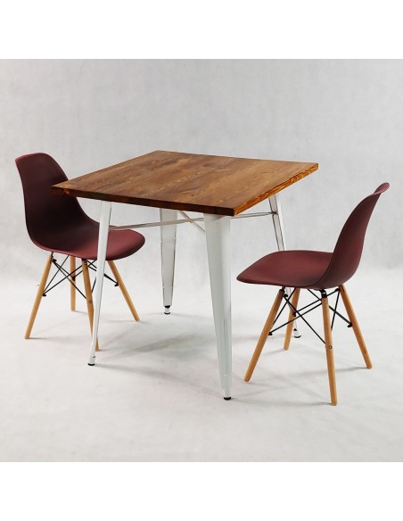 Zestaw stół PARIS biały i 2 szare krzesła Milano