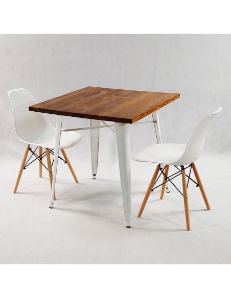 Zestaw stół PARIS biały i 2 szare krzesła Milano