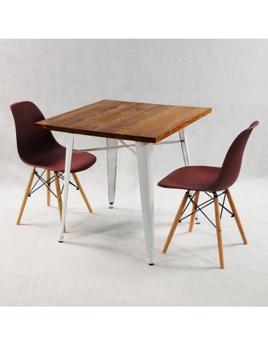 Zestaw stół PARIS biały i 2 grafitowe krzesła...