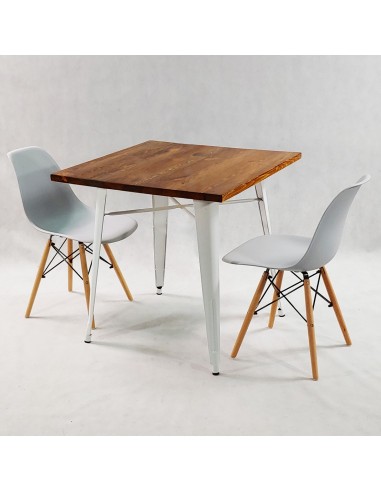 Zestaw stół PARIS biały i 2 grafitowe krzesła...