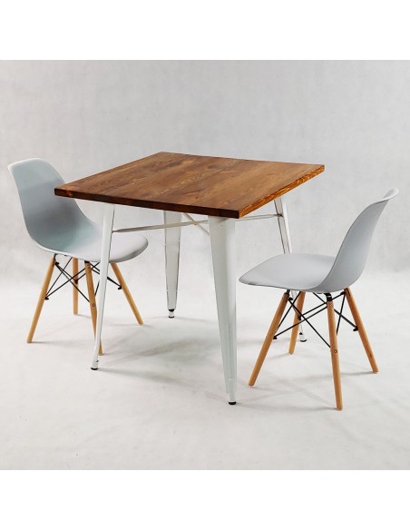 Zestaw stół PARIS biały i 2 grafitowe krzesła Milano