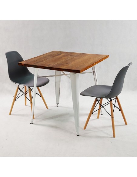 Zestaw stół PARIS biały i 2 grafitowe krzesła Milano