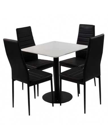 Zestaw stół Dakota 70x70 cm i 4 czarne krzesła Nicea