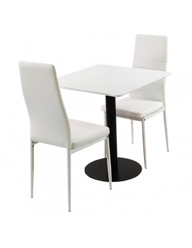 Zestaw stół Dakota 70x70 cm i 2 białe krzesła Nicea