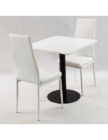 Zestaw stół Dakota 70x70 cm i 2 szare krzesła Nicea