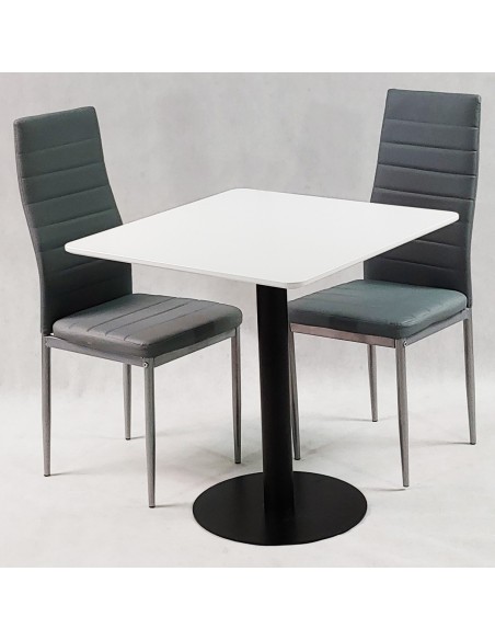 Zestaw stół Dakota 70x70 cm i 2 szare krzesła Nicea