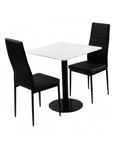 Zestaw stół Dakota 70x70 cm i 2 czarne krzesła Nicea