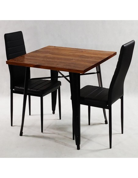 Zestaw stół PARIS czarny i 2 szare krzesła Nicea