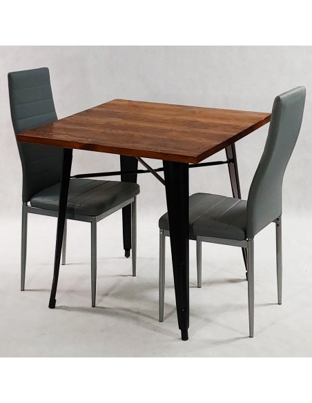 Zestaw stół PARIS czarny i 2 szare krzesła Nicea