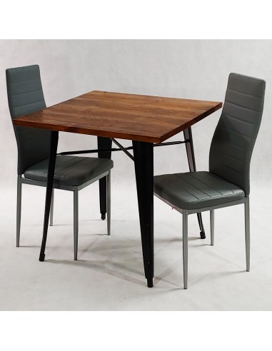 Zestaw stół PARIS czarny i 2 szare krzesła Nicea