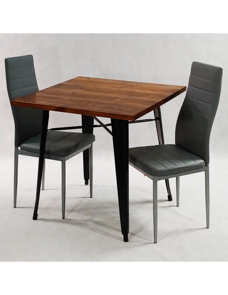 Zestaw stół PARIS czarny i 2 szare krzesła Nicea