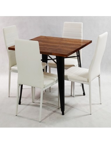 Zestaw stół PARIS biały i 4 białe krzesła Nicea