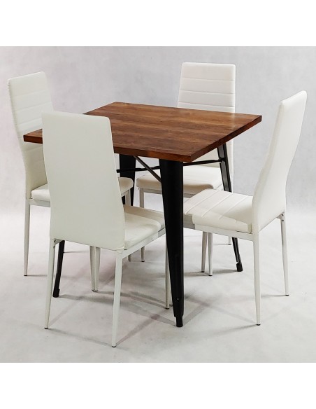 Zestaw stół PARIS biały i 4 białe krzesła Nicea