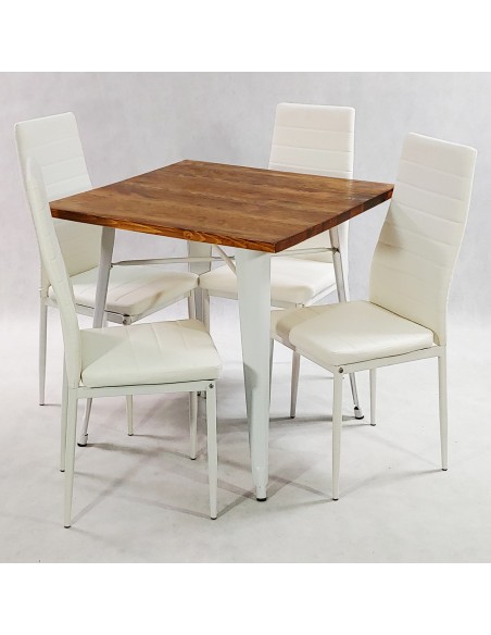 Zestaw stół PARIS biały i 4 białe krzesła Nicea