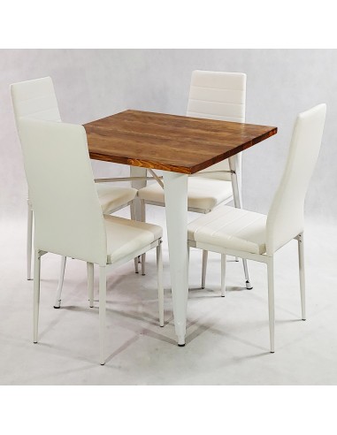 Zestaw stół PARIS biały i 4 szare krzesła Nicea