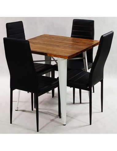 Zestaw stół PARIS biały i 4 szare krzesła Nicea