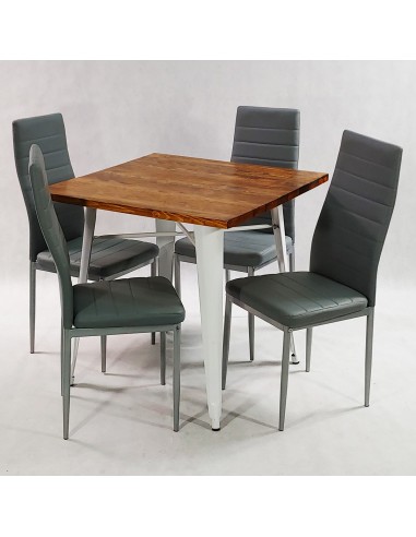 Zestaw stół PARIS biały i 4 szare krzesła Nicea