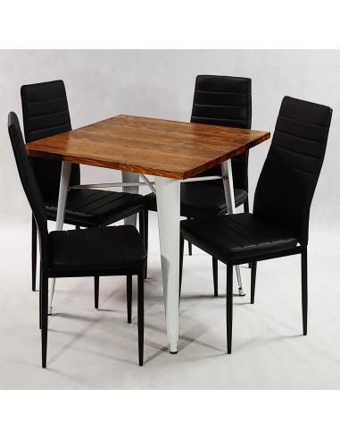 Zestaw stół PARIS biały i 4 czarne krzesła Nicea