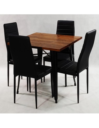 Zestaw stół PARIS biały i 4 czarne krzesła Nicea