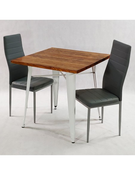 Zestaw stół PARIS biały i 2 szare krzesła Nicea