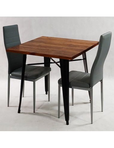 Zestaw stół PARIS biały i 2 szare krzesła Nicea