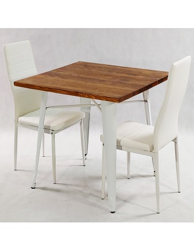 Zestaw stół PARIS biały i 2 czarne krzesła Nicea