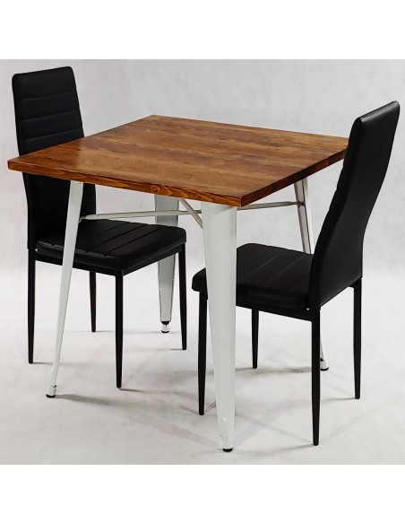 Zestaw stół PARIS biały i 2 czarne krzesła Nicea