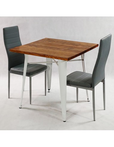 Zestaw stół PARIS biały i 2 czarne krzesła Nicea